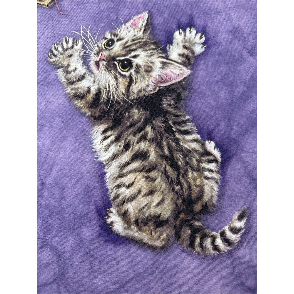 Vintage The Mountain Pocket Mouse w/ Kitten T-Shirt Tie Dye Purple 90s Sz Large - Picture 5 of 16